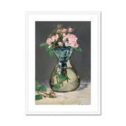 Moss Roses in a Vase Framed & Mounted Print