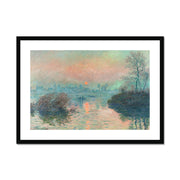 Sun setting on the Seine at Lavacourt Framed & Mounted Print