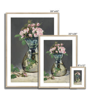 Moss Roses in a Vase Framed & Mounted Print