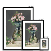 Moss Roses in a Vase Framed & Mounted Print