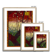 Bloeiende pruimenboomgaard- naar Hiroshige Framed & Mounted Print