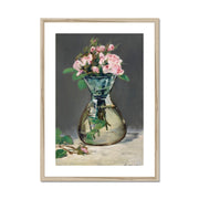 Moss Roses in a Vase Framed & Mounted Print