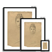 Portrait of a lady and three hand studies Framed & Mounted Print