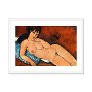 Nude on a Blue Cushion Framed & Mounted Print