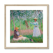In the Woods at Giverny, Blanche Hoschedé at Her Easel with Suzanne Hoschedé Reading Framed & Mounted Print