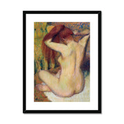 Woman Combing Her Hair Framed & Mounted Print