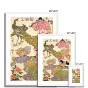 Oni, Peacock, Shishi, Cat and Insect by the Craftman Ichida Shoshichiro of Naniwa  Framed & Mounted Print