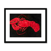 Lobster on Black Background Framed & Mounted Print