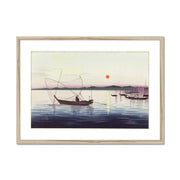 Boats and Setting Sun Framed & Mounted Print