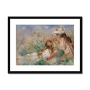 Girls in the Grass Arranging a Bouquet Framed & Mounted Print