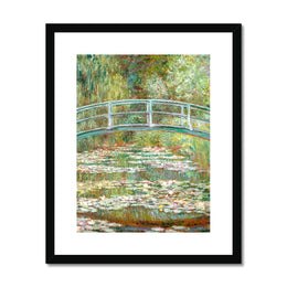 Bridge over a Pond of Water Lilies Framed & Mounted Print
