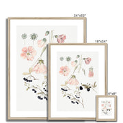 Botanical Detail Studies: Hollyhocks, Blueberries, and Blackberries Framed & Mounted Print