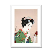 Woman Applying Rouge Framed & Mounted Print