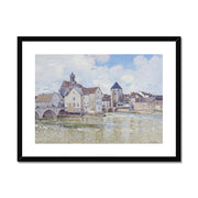 Buildings and Bridges with Water in Foreground; Church left of center Framed & Mounted Print