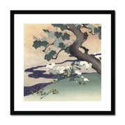 Tree and chrysanthemums Framed & Mounted Print