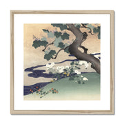 Tree and chrysanthemums Framed & Mounted Print