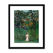 Woman Walking in an Exotic Forest (Femme se promenant dans une forêt exotique) Framed & Mounted Print