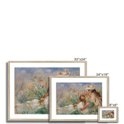 Girls in the Grass Arranging a Bouquet Framed & Mounted Print