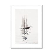 Two–masted Schooner with Dory Framed & Mounted Print