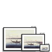 Boats and Setting Sun Framed & Mounted Print