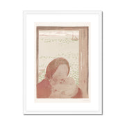 Mother with baby in front of a window Framed & Mounted Print