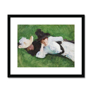 Two Girls on a Lawn Framed & Mounted Print