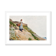 Girl Carrying a Basket Framed & Mounted Print