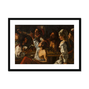 Card and Backgammon Players Framed & Mounted Print