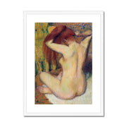 Woman Combing Her Hair Framed & Mounted Print