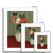 Bouquet of Flowers with China Asters and Tokyos (Bouquet de fleurs aux reines-marguerites et aux tokyos) Framed & Mounted Print