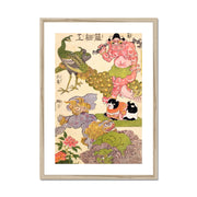 Oni, Peacock, Shishi, Cat and Insect by the Craftman Ichida Shoshichiro of Naniwa  Framed & Mounted Print