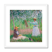 In the Woods at Giverny, Blanche Hoschedé at Her Easel with Suzanne Hoschedé Reading Framed & Mounted Print