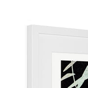 White Chinese Geese Swimming by Reeds Framed & Mounted Print