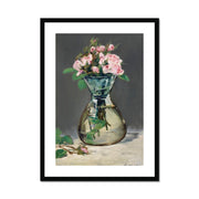 Moss Roses in a Vase Framed & Mounted Print