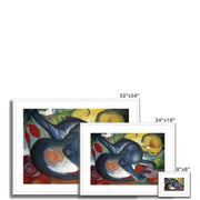 Two cats, blue and yellow Framed & Mounted Print