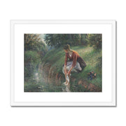Woman Bathing Her Feet in a Brook Framed & Mounted Print