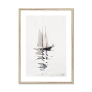Two–masted Schooner with Dory Framed & Mounted Print