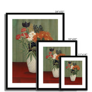 Bouquet of Flowers with China Asters and Tokyos (Bouquet de fleurs aux reines-marguerites et aux tokyos) Framed & Mounted Print