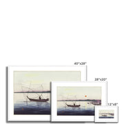 Boats and Setting Sun Framed & Mounted Print