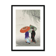 Two women in the Rain Framed & Mounted Print