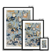 Famous Heroes of the Kabuki Stage Played by Frogs Framed & Mounted Print