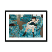 Little Girl in a Blue Armchair Framed & Mounted Print