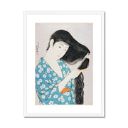 Woman Combing Her Hair Framed & Mounted Print