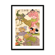 Oni, Peacock, Shishi, Cat and Insect by the Craftman Ichida Shoshichiro of Naniwa  Framed & Mounted Print
