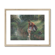 Woman Bathing Her Feet in a Brook Framed & Mounted Print