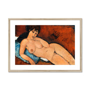 Nude on a Blue Cushion Framed & Mounted Print