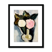 Pink and White Flowers in a Vase Framed & Mounted Print