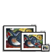 Two cats, blue and yellow Framed & Mounted Print