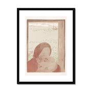Mother with baby in front of a window Framed & Mounted Print