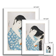 Woman Combing Her Hair Framed & Mounted Print